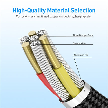 2 in 1 USB to Micro USB + USB-C / Type-C Magnetic Metal Connector Nylon Two-color Braided Magnetic Data Cable, Cable Length: 1m(Black)-garmade.com