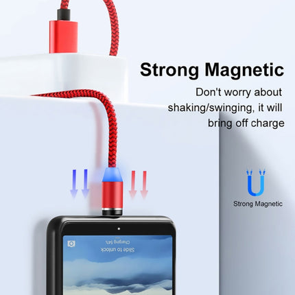 2 in 1 USB to Micro USB + USB-C / Type-C Magnetic Metal Connector Nylon Two-color Braided Magnetic Data Cable, Cable Length: 1m(Red)-garmade.com