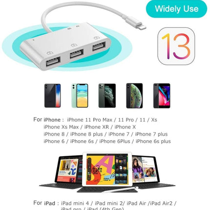 ZS-S1852 6 in 1 3 USB Female to 8 Pin Male OTG Camera Card Reader Adapter with SD & TF Card & 8 Pin Charging Interface, Support All iOS System-garmade.com