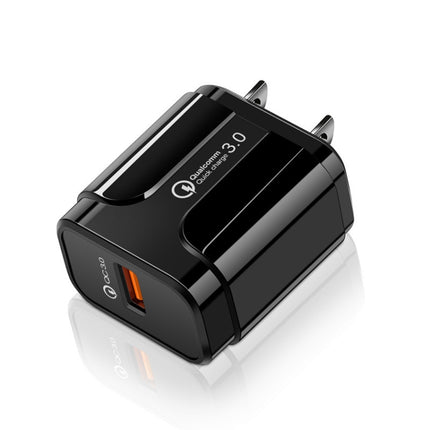 Portable QC3.0 18W USB Port Universal Quick Charging Charger, US Plug(Black)-garmade.com
