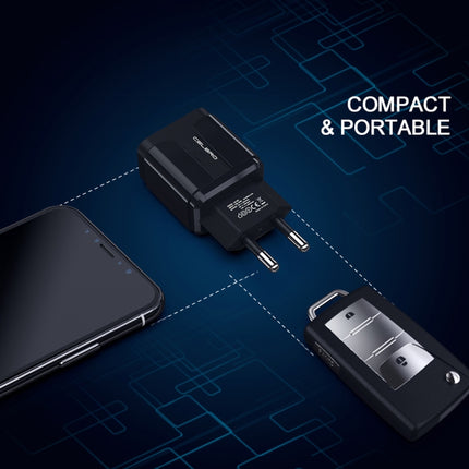 Portable QC3.0 18W USB Port Universal Quick Charging Charger, EU Plug(Black)-garmade.com