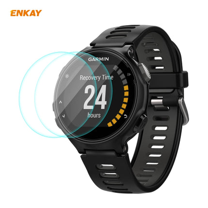 For Garmin Forerunner 735 / 735XT 2 PCS ENKAY Hat-Prince 0.2mm 9H 2.15D Curved Edge Tempered Glass Screen Protector Watch Film-garmade.com