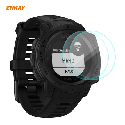 For Garmin Instinct Tactical 2 PCS ENKAY Hat-Prince 0.2mm 9H 2.15D Curved Edge Tempered Glass Screen Protector Watch Film-garmade.com