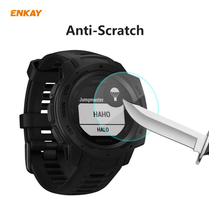 For Garmin Instinct Tactical 2 PCS ENKAY Hat-Prince 0.2mm 9H 2.15D Curved Edge Tempered Glass Screen Protector Watch Film-garmade.com