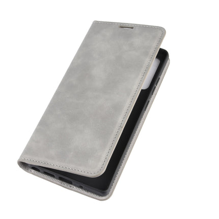 For Samsung Galaxy Note20 Retro-skin Business Magnetic Suction Leather Case with Holder & Card Slots & Wallet(Grey)-garmade.com