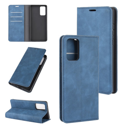 For Samsung Galaxy Note20 Retro-skin Business Magnetic Suction Leather Case with Holder & Card Slots & Wallet(Dark Blue)-garmade.com
