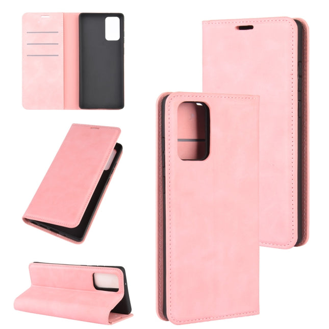 For Samsung Galaxy Note20 Retro-skin Business Magnetic Suction Leather Case with Holder & Card Slots & Wallet(Pink)-garmade.com