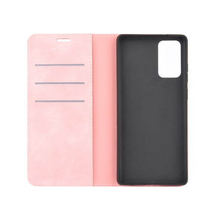 For Samsung Galaxy Note20 Retro-skin Business Magnetic Suction Leather Case with Holder & Card Slots & Wallet(Pink)-garmade.com