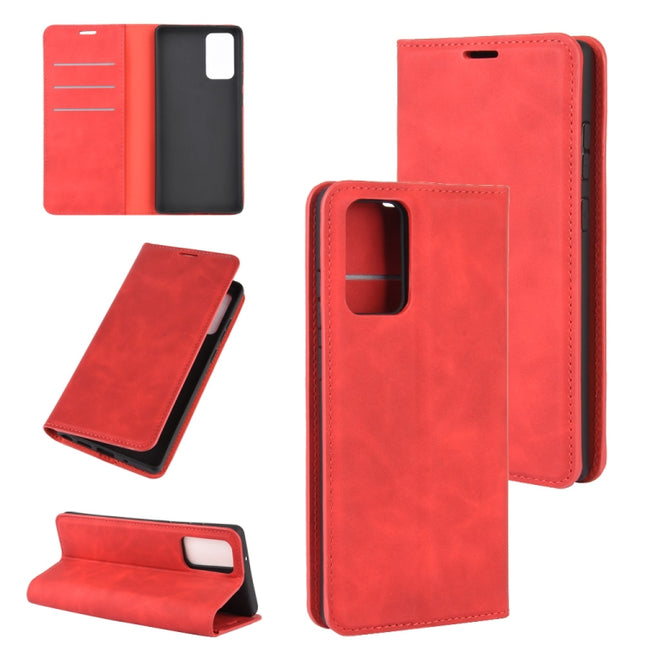 For Samsung Galaxy Note20 Retro-skin Business Magnetic Suction Leather Case with Holder & Card Slots & Wallet(Red)-garmade.com