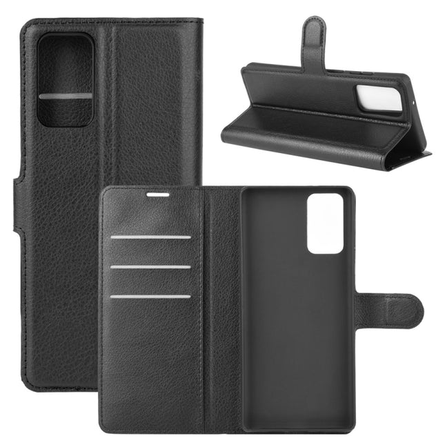 For Samsung Galaxy Note20 Litchi Texture Horizontal Flip Protective Case with Holder & Card Slots & Wallet(Black)-garmade.com
