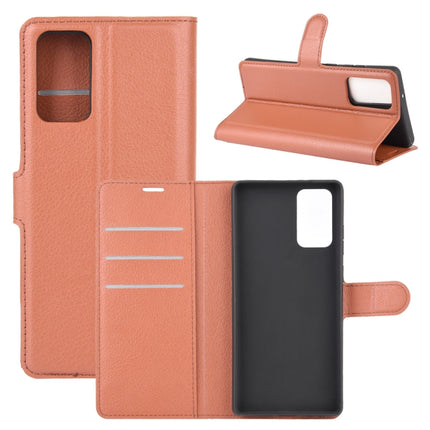 For Samsung Galaxy Note20 Litchi Texture Horizontal Flip Protective Case with Holder & Card Slots & Wallet(Brown)-garmade.com
