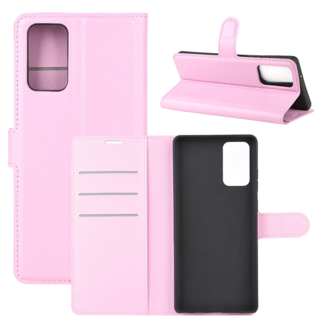 For Samsung Galaxy Note20 Litchi Texture Horizontal Flip Protective Case with Holder & Card Slots & Wallet(Pink)-garmade.com