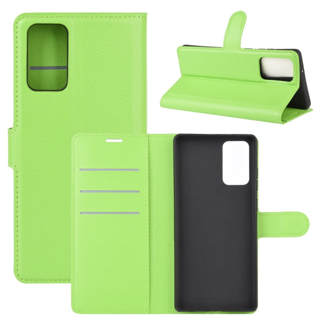 For Samsung Galaxy Note20 Litchi Texture Horizontal Flip Protective Case with Holder & Card Slots & Wallet(Green)-garmade.com
