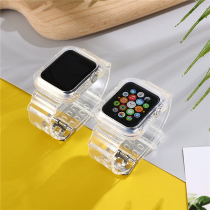 For Apple Watch Series 6 & SE & 5 & 4 44mm / 3 & 2 & 1 42mm One Piece Transparent Silicone Armor Strap-garmade.com