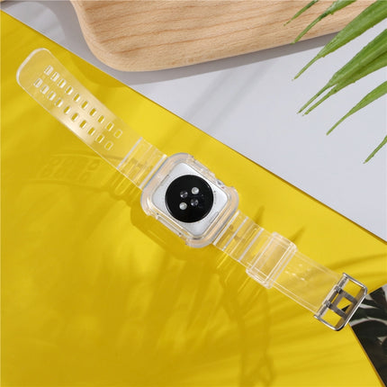 For Apple Watch Series 6 & SE & 5 & 4 44mm / 3 & 2 & 1 42mm One Piece Transparent Silicone Armor Strap-garmade.com