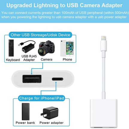 ZS-KL21806 2 in 1 8 Pin to USB 3.0 + Camera USB Read OTG Adapter, Compatible with IOS 13 and Above System-garmade.com