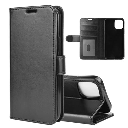 For iPhone 12 / 12 Pro R64 Texture Single Horizontal Flip Protective Case with Holder & Card Slots & Wallet& Photo Frame(Black)-garmade.com