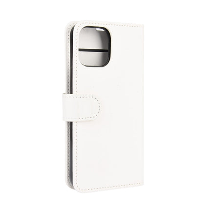 For iPhone 12 / 12 Pro R64 Texture Single Horizontal Flip Protective Case with Holder & Card Slots & Wallet& Photo Frame(White)-garmade.com