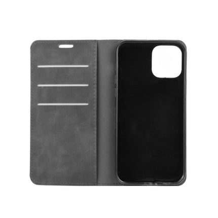 For iPhone 12 / 12 Pro Retro-skin Business Magnetic Suction Leather Case with Holder & Card Slots & Wallet(Black)-garmade.com
