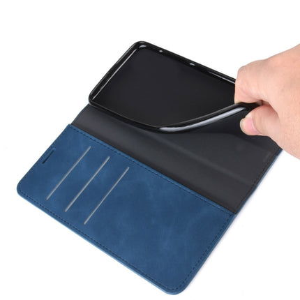 For iPhone 12 / 12 Pro Retro-skin Business Magnetic Suction Leather Case with Holder & Card Slots & Wallet(Dark Blue)-garmade.com