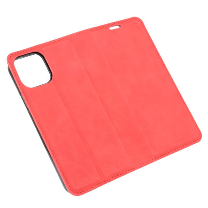 For iPhone 12 / 12 Pro Retro-skin Business Magnetic Suction Leather Case with Holder & Card Slots & Wallet(Red)-garmade.com