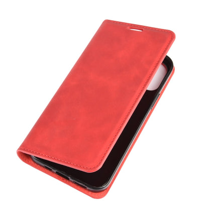 For iPhone 12 / 12 Pro Retro-skin Business Magnetic Suction Leather Case with Holder & Card Slots & Wallet(Red)-garmade.com