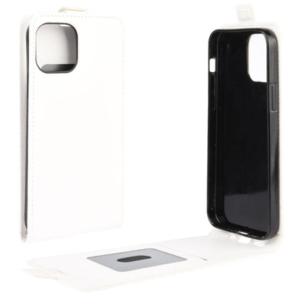 For iPhone 12 / 12 Pro R64 Texture Single Vertical Flip Leather Protective Case with Card Slots & Photo Frame(White)-garmade.com