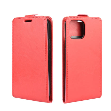 For iPhone 12 / 12 Pro R64 Texture Single Vertical Flip Leather Protective Case with Card Slots & Photo Frame(Red)-garmade.com