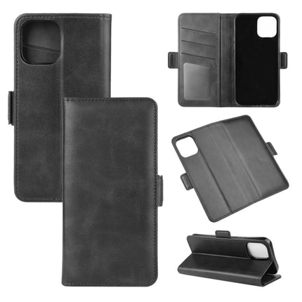 For iPhone 12 / 12 Pro Dual-side Magnetic Buckle Horizontal Flip Leather Case with Holder & Card Slots & Wallet(Black)-garmade.com