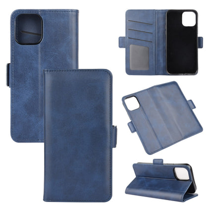 For iPhone 12 / 12 Pro Dual-side Magnetic Buckle Horizontal Flip Leather Case with Holder & Card Slots & Wallet(Dark Blue)-garmade.com