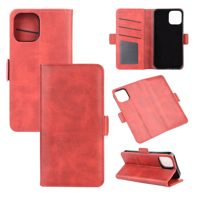 For iPhone 12 / 12 Pro Dual-side Magnetic Buckle Horizontal Flip Leather Case with Holder & Card Slots & Wallet(Red)-garmade.com