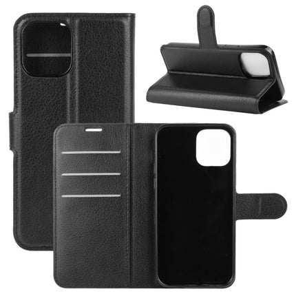 For iPhone 12 / 12 Pro Litchi Texture Horizontal Flip Protective Case with Holder & Card Slots & Wallet(Black)-garmade.com