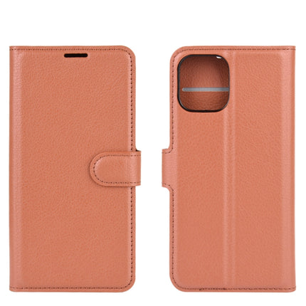 For iPhone 12 / 12 Pro Litchi Texture Horizontal Flip Protective Case with Holder & Card Slots & Wallet(Brown)-garmade.com