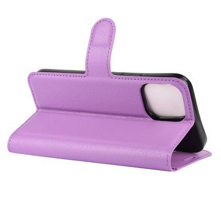For iPhone 12 / 12 Pro Litchi Texture Horizontal Flip Protective Case with Holder & Card Slots & Wallet(Purple)-garmade.com