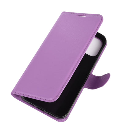 For iPhone 12 / 12 Pro Litchi Texture Horizontal Flip Protective Case with Holder & Card Slots & Wallet(Purple)-garmade.com