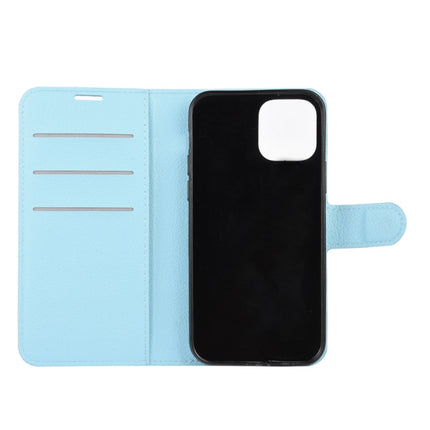 For iPhone 12 / 12 Pro Litchi Texture Horizontal Flip Protective Case with Holder & Card Slots & Wallet(Blue)-garmade.com