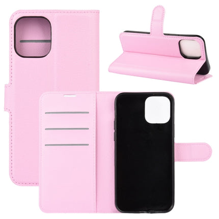 For iPhone 12 / 12 Pro Litchi Texture Horizontal Flip Protective Case with Holder & Card Slots & Wallet(Pink)-garmade.com