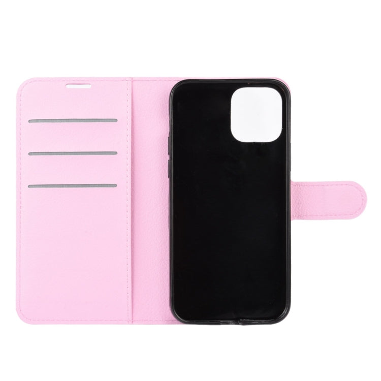 For iPhone 12 / 12 Pro Litchi Texture Horizontal Flip Protective Case with Holder & Card Slots & Wallet(Pink)-garmade.com