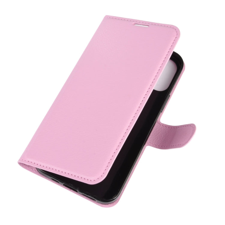 For iPhone 12 / 12 Pro Litchi Texture Horizontal Flip Protective Case with Holder & Card Slots & Wallet(Pink)-garmade.com