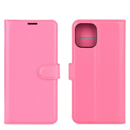 For iPhone 12 / 12 Pro Litchi Texture Horizontal Flip Protective Case with Holder & Card Slots & Wallet(Rose red)-garmade.com