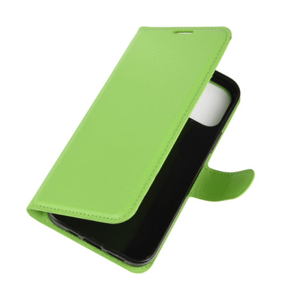 For iPhone 12 / 12 Pro Litchi Texture Horizontal Flip Protective Case with Holder & Card Slots & Wallet(Green)-garmade.com