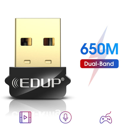 EDUP EP-AC1651 USB WIFI Adapter 650Mbps Dual Band 5G/2.4GHz External Wireless Network Card Wifi Dongle Receiver for Laptop Windows MacOS-garmade.com