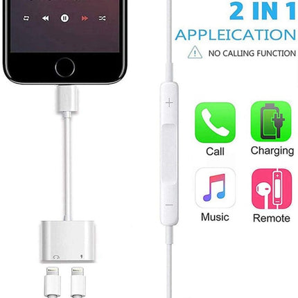 ZS-S1802 2 in 1 8 Pin Male to 8 Pin Charging + 8 Pin Audio Female Connector Earphone Adapter, Support Calls & Wire Control, Compatible with All IOS System-garmade.com