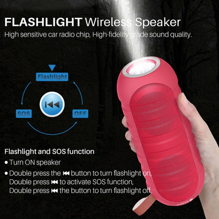 NewRixing NR-3025L Portable Stereo Wireless Bluetooth Speaker with LED Flashlight & TF Card Slot & FM, Built-in Microphone(Black)-garmade.com