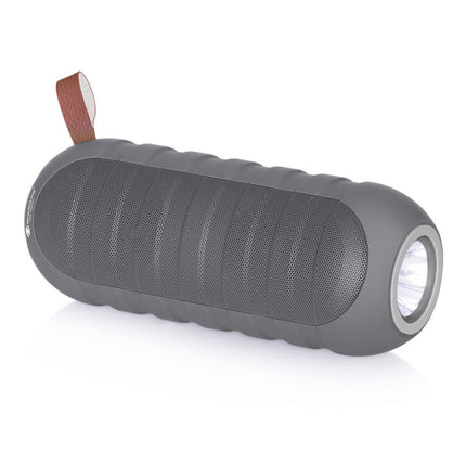 NewRixing NR-3025L Portable Stereo Wireless Bluetooth Speaker with LED Flashlight & TF Card Slot & FM, Built-in Microphone(Gray)-garmade.com