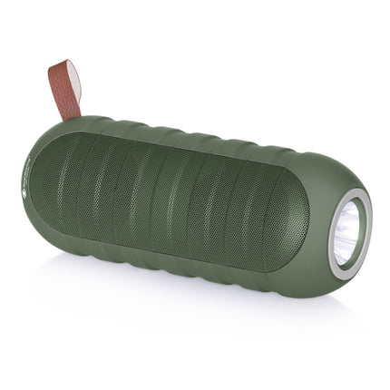 NewRixing NR-3025L Portable Stereo Wireless Bluetooth Speaker with LED Flashlight & TF Card Slot & FM, Built-in Microphone(Green)-garmade.com
