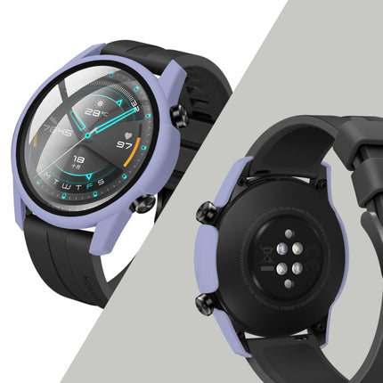 For Huawei watch GT2 46MM oil-injected PC Shell +9H Tempered Glass Film Integrated Protective Shell(Ice navy)-garmade.com