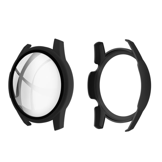 For Huawei watch GT2 46MM oil-injected PC Shell +9H Tempered Glass Film Integrated Protective Shell(Black)-garmade.com
