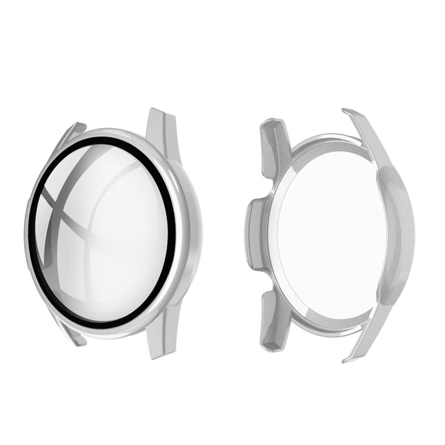 For Huawei watch GT2 46MM oil-injected PC Shell +9H Tempered Glass Film Integrated Protective Shell(Silver)-garmade.com