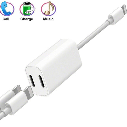ZS-S1801 2 in 1 8 Pin Male to 8 Pin Charging + 8 Pin Audio Female Connector Earphone Adapter, Support Calls, Compatible with All IOS System-garmade.com